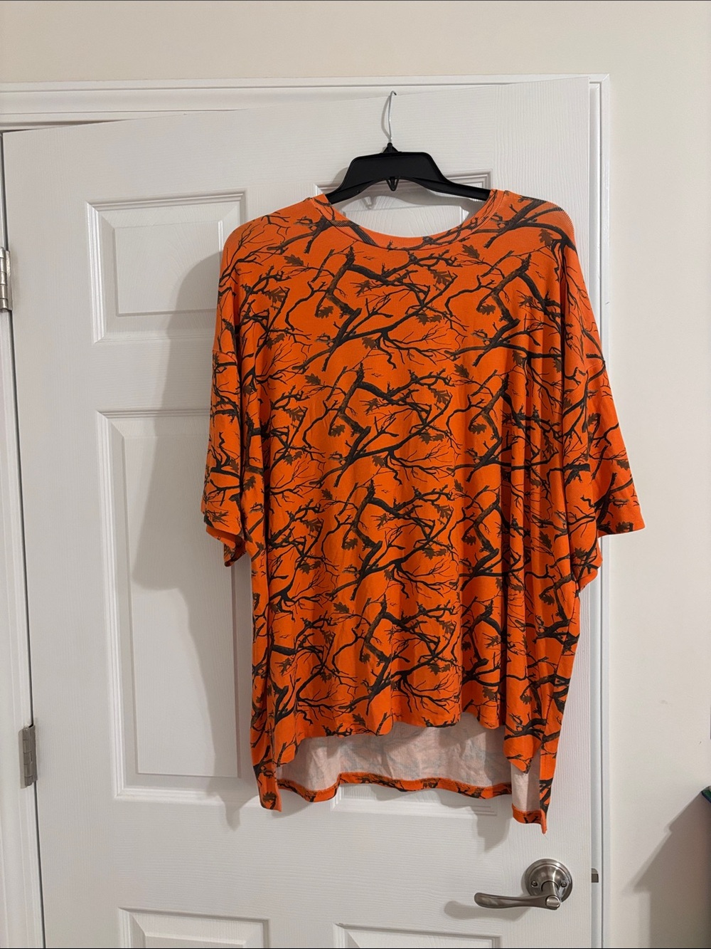 Bright Orange Tree-Branch Pattern Tee